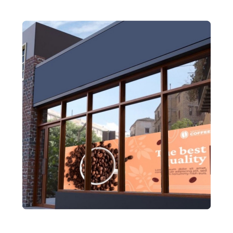 Storefront window graphics and vinyl film example